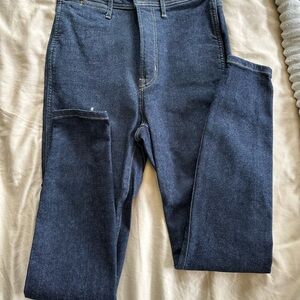 Everlane Blue Skinny Jeans with Distressed Detail